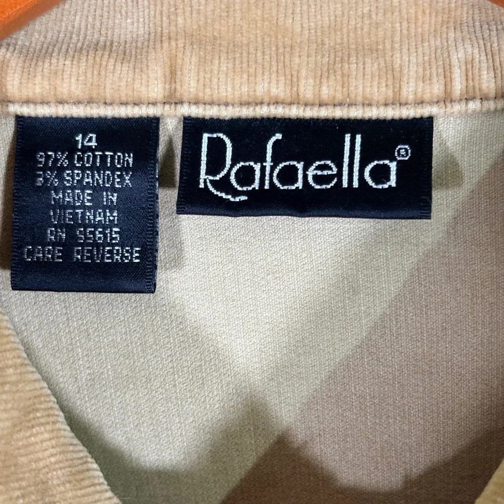 Rafaella Women's Tan Corduroy Jacket Size 14 Button Front Long Sleeve Casual - Picture 4 of 11